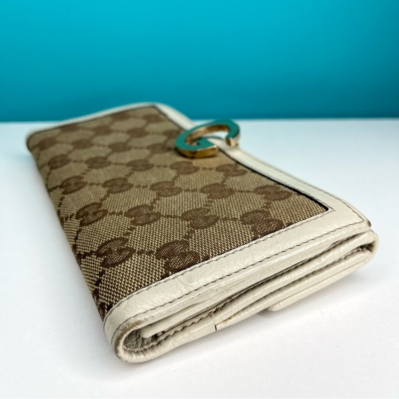 Gucci GG Monogram Cream Canvas & Leather Bifold Long Wallet - Picture 4 of 16